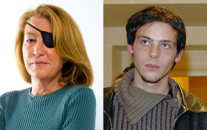 Photos de la journaliste américaine Marie Colvin (g) prise dans un lieu et à une date non spécifiés par son employeur le Sunday Times, et du photojournaliste français Rémi Ochlik, prise par l'AFP en février 2005 dans un lieu non spécifié