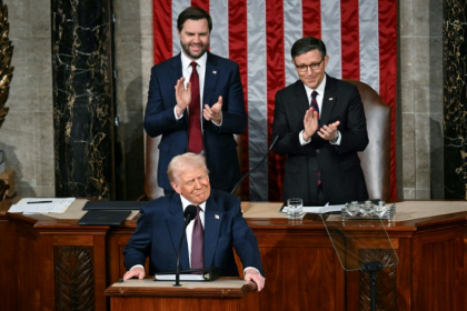 Donald Trump arrive au Congrès américain, à Washington, le 4 mars 2025