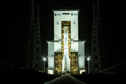 La fusée Ariane 6 de l'Agence spatiale européenne (ESA) au Centre spatial de Kourou, en Guyane française, le 3 mars 2025