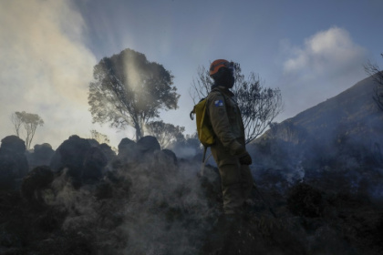 Un pompier à Itatiaia, au Brésil le 15 juin 2024 - Ernesto CARRICO (AFP)