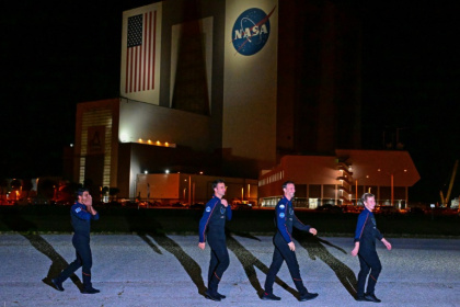 L'équipage de la mission Axiom 4 avant leur décollage à Cap Canaveral, en Floride, le 24 juin 2025 - Giorgio VIERA (AFP) L'équipage de la mission Axiom 4 avant leur décollage à Cap Canaveral, en Floride, le 24 juin 2025 - Giorgio VIERA (AFP)
