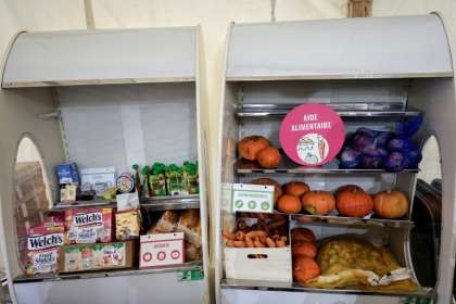 Un stand de distribution alimentaire des Restos du Coeur à Gennevilliers, au nord de Paris, le 19 novembre 2024 - Frederick FLORIN (AFP) Un stand de distribution alimentaire des Restos du Coeur à Gennevilliers, au nord de Paris, le 19 novembre 2024 - Frederick FLORIN (AFP)