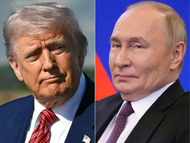 A gauche, le président américain Donald Trump, photographié à Morristown dans le New Jersey (Etats-Unis) le 23 mai 2025, et à droite le président russe Vladimir Poutine à Moscou, en Russie, le 28 mai 2025 - SAUL LOEB, Pavel Bednyakov (AFP)