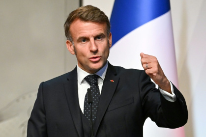 Le président français Emmanuel Macron s'exprime lors d'une conférence de presse au château de Ljubljana, à Ljubljana, le 21 octobre 2025 - Jure Makovec (AFP)
