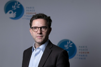 Justin Vaisse, directeur général du Forum de Paris pour la Paix, le 27 octobre 2025 à Paris - JOEL SAGET (AFP)