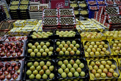 Des pommes en vente au marché de gros de Rungis, le 10 décembre 2025 - STEPHANE DE SAKUTIN (AFP)