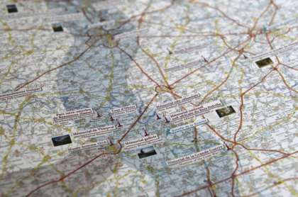 Une carte routière Michelin dédiée aux commémorations du centenaire de la Première Guerre mondiale présentée le 3 avril 2014 à Boulogne-Billancourt, près de Paris - Franck FIFE (AFP)
